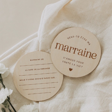 Pastille de bois - Marraine | Le Petit Tableau Noir