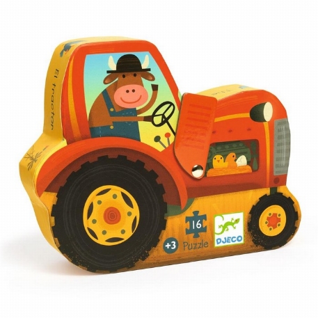 Puzzle silhouette 16 pcs - Tracteur | Djeco
