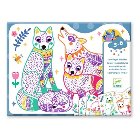 Coloriages à révéler - Familles de la forêt | Djeco