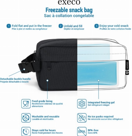 Sac à collation congelable - Noir - Grand | Execo