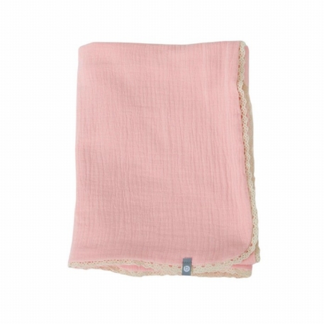 Doduou mousseline avec dentelle - Rose bonbon | Baluchon