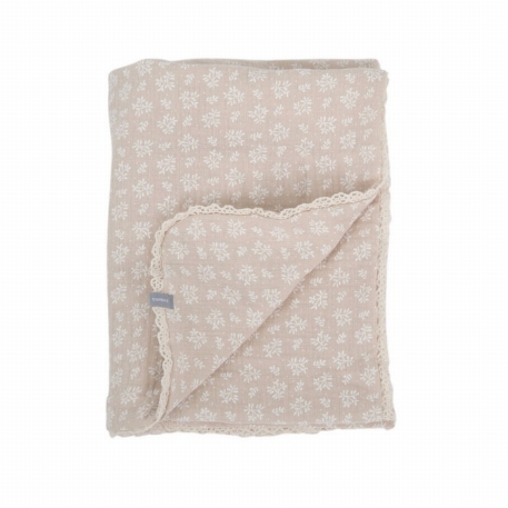 Doudou mousseline avec dentelle - Beige avoine | Baluchon