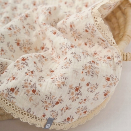 Doudou mousseline avec dentelle - Beige | Baluchon
