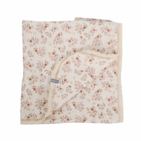 Doudou mousseline avec dentelle - Beige | Baluchon