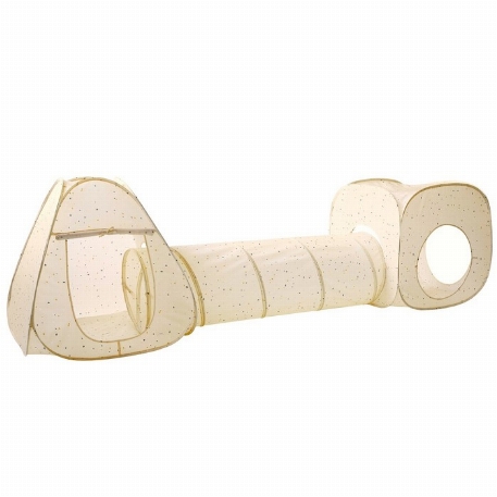 Ensemble de tente en tunnel 3-en-1 en tissu recyclé - Terrazzo Beige | 3 Sprouts