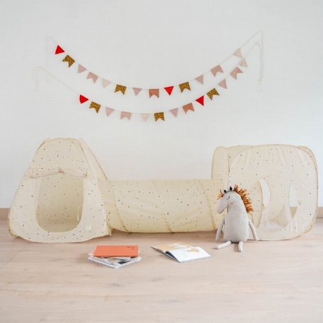 Ensemble de tente en tunnel 3-en-1 en tissu recyclé - Terrazzo Beige | 3 Sprouts