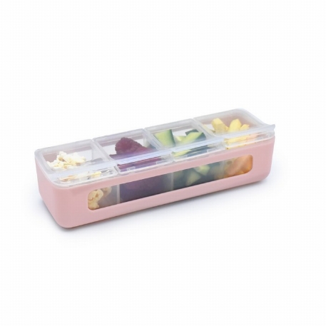 Boîte à collation à 4 compartiments - Rose | melii