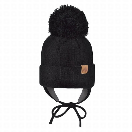 Tuque d'hiver à oreilles - Acrylique - Noir | Perlimpinpin