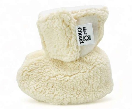 Pantoufles à velcro - Sherpa - Crème | Bébé Ô Chaud