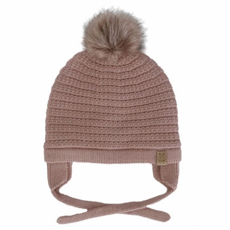 Bonnet à pompon en tricot - Rose Dust | Calikids