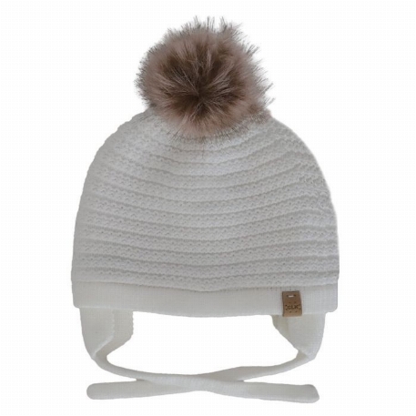 Bonnet à pompon en tricot - White | Calikids