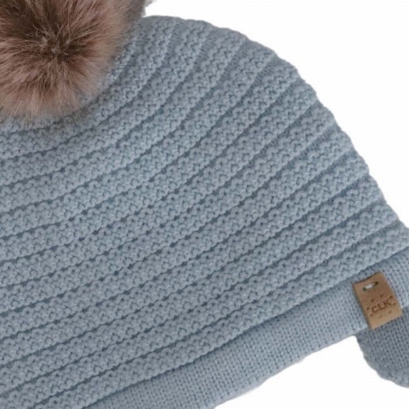 Bonnetà pompon en tricot - Sterling Blue | Calikids
