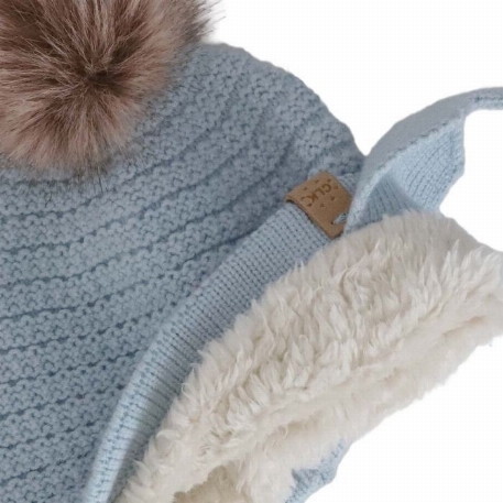Bonnetà pompon en tricot - Sterling Blue | Calikids