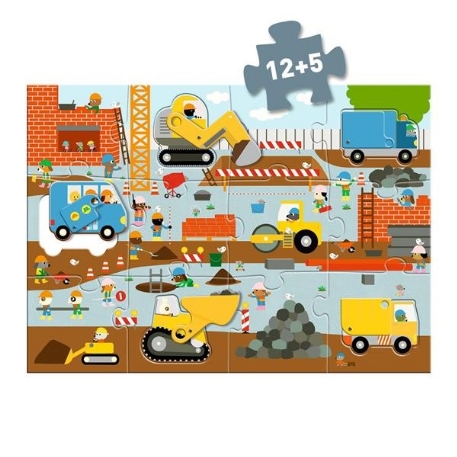 Puzzle géant - Le chantier - 12pcs+5pcs | Djeco