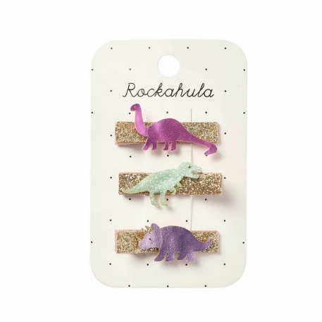 Barrettes Pqt 3 - Dinosaures brillants | Rockahula