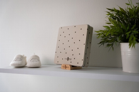 Boîte à empreintes de bébé carrée - Jolis coeurs | Petit Artichaut