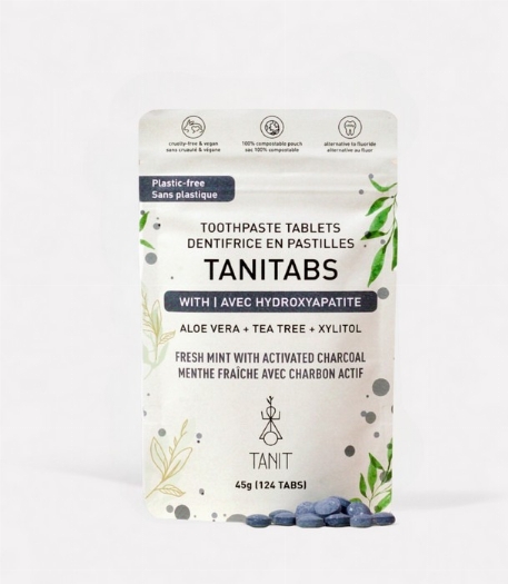 Entifrice en pastilles - Menthe fraîche + Charbon actif - Recharge compostable - 124 comprimés | Tanit