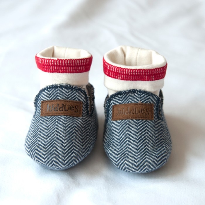 Chaussons en coton biologique - Bleu | Juddlies