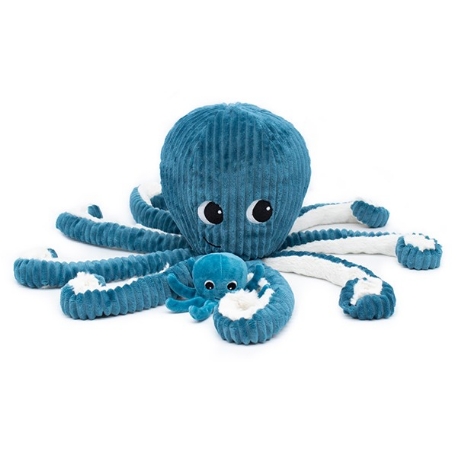 Peluche Maman et son bébé - Filou la pieuvre bleue | Les Déglingos