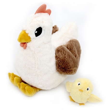 Peluche Maman et son bébé - Pioupiou poule blanche | Les Déglingos