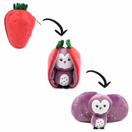 Peluche Flipetz - Violet la fraise-chouette | Les Déglingos