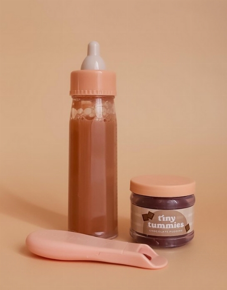 Ensemble de pudding Tiny Tummies et bouteille de lait pour poupée - Chocolat | Tiny Harlow