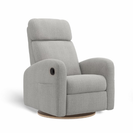 Fauteuil manuel rembourré inclinable pivotant avec appui-tête ajustable à ailes latérales - Hailey - Nubia Silver | Jaymar