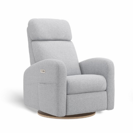 Fauteuil motorisé rembourré inclinable pivotant avec appui-tête ajustable à ailes latérales - Hailey - Arlo Silver | Jaymar