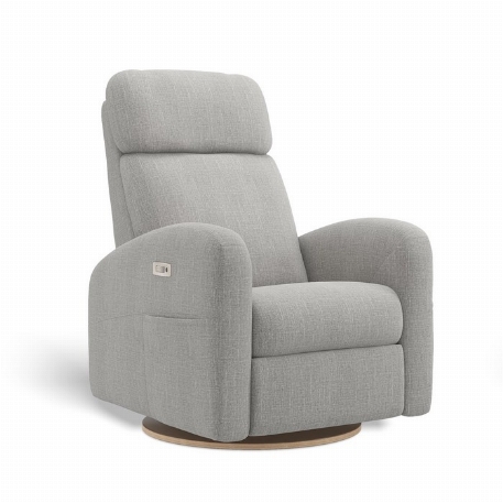 Fauteuil motorisé rembourré inclinable pivotant avec appui-tête ajustable à ailes latérales - Hailey - Nubia Silver | Jaymar