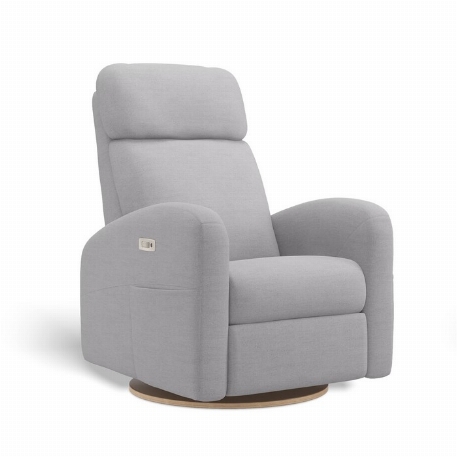 Fauteuil motorisé rembourré inclinable pivotant avec appui-tête ajustable à ailes latérales - Hailey - Como Dove Grey | Jaymar