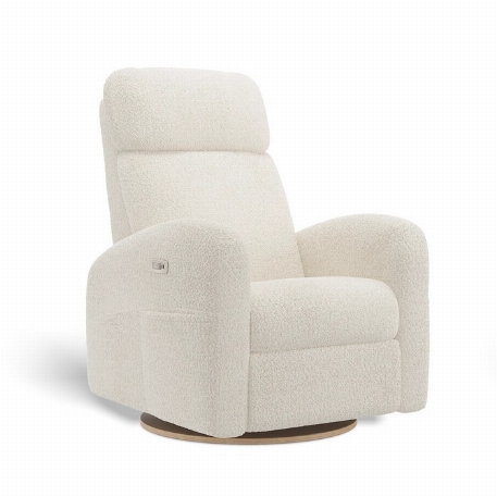 Fauteuil motorisé rembourré inclinable pivotant avec appui-tête ajustable à ailes latérales - Hailey - Puppy Pearl | Jaymar