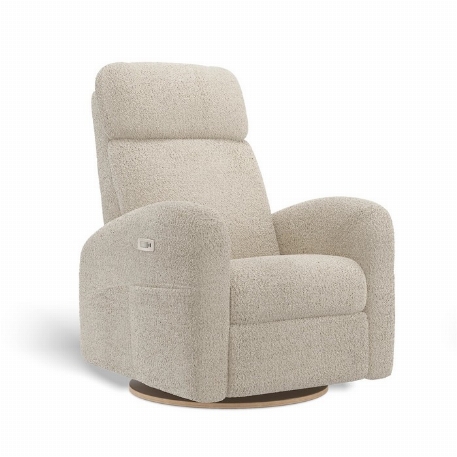 Fauteuil motorisé rembourré inclinable pivotant avec appui-tête ajustable à ailes latérales - Hailey - Puppy Sand | Jaymar