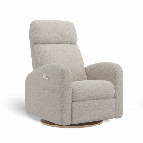 Fauteuil motorisé rembourré inclinable pivotant avec appui-tête ajustable à ailes latérales - Hailey - Beyond Sheep Vanilla | Jaymar