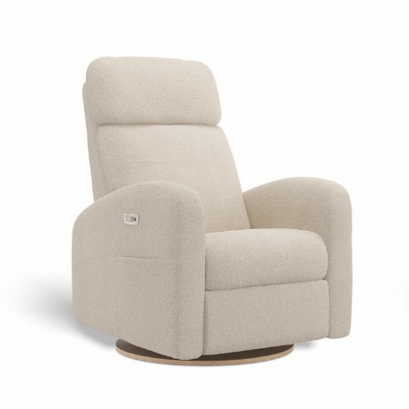Fauteuil motorisé rembourré inclinable pivotant avec appui-tête ajustable à ailes latérales - Hailey - Beyond Sheep Cream | Jaymar