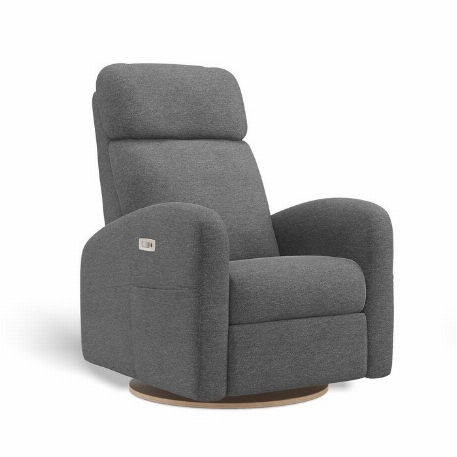 Fauteuil motorisé rembourré inclinable pivotant avec appui-tête ajustable à ailes latérales - Hailey - Nexus Charcoal | Jaymar