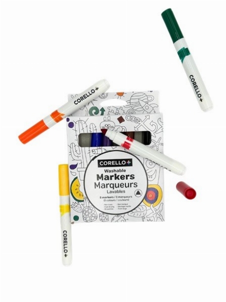Marqueurs lavables - 8 couleurs | Corello