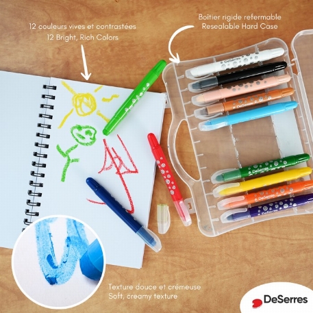 Ensemble de 12 crayons gel cire pour enfants | DeSerres