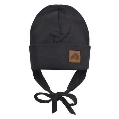 Bonnet de coton avec oreilles - Noir | Perlimpinpin