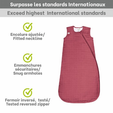 Sac de nuit en mousseline de coton - Framboise (0.7 Tog) | Perlimpinpin