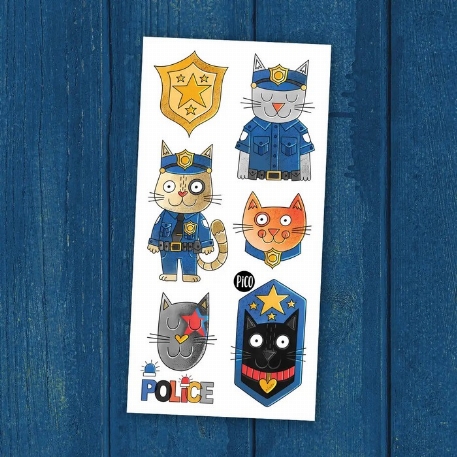 Tatouages temporaires - Pixel le chat policier | PiCO