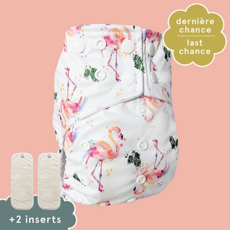 Couche à poche à boutons pressions - Flamant | La Petite Ourse