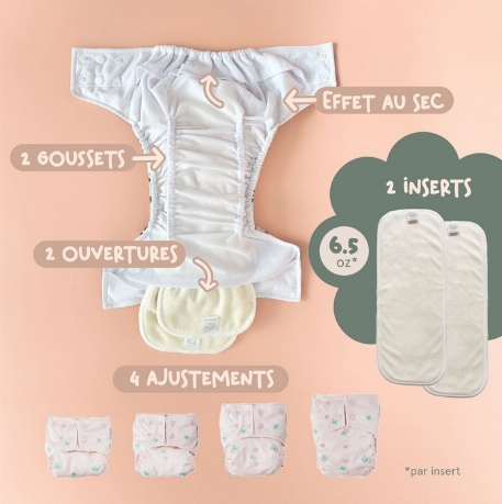 Couche à poche à boutons pressions - Flamant | La Petite Ourse