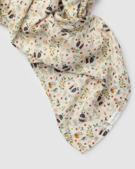 Couverture en mousseline de bambou - Bumble Bees | Loulou Lollipop