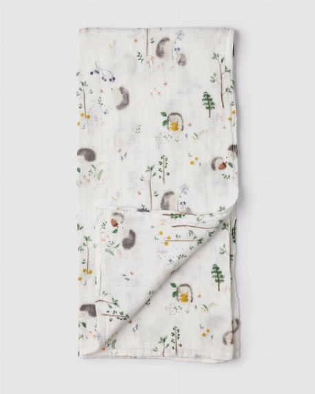 Couverture en mousseline de bambou - Hedgehogs | Loulou Lollipop