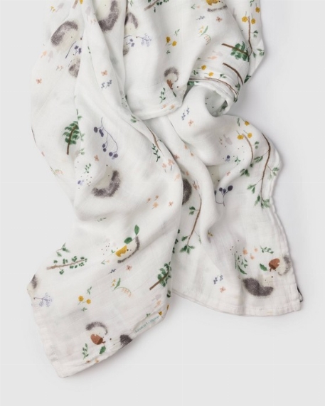 Couverture en mousseline de bambou - Hedgehogs | Loulou Lollipop