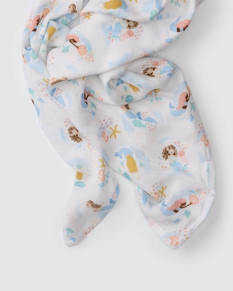Couverture en mousseline de bambou - Mermaids | Loulou Lollipop