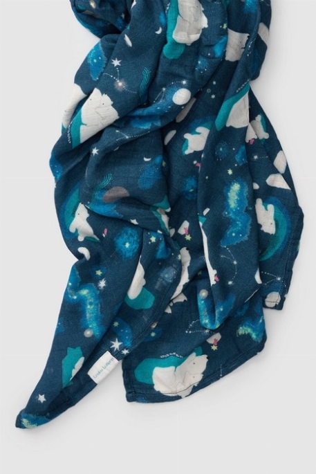 Couverture en mousseline de bambou - Stargazing Bear | Loulou Lollipop