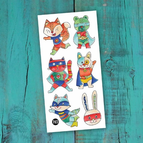 Tatouages temporaires - Les super-héros animaux | PICO