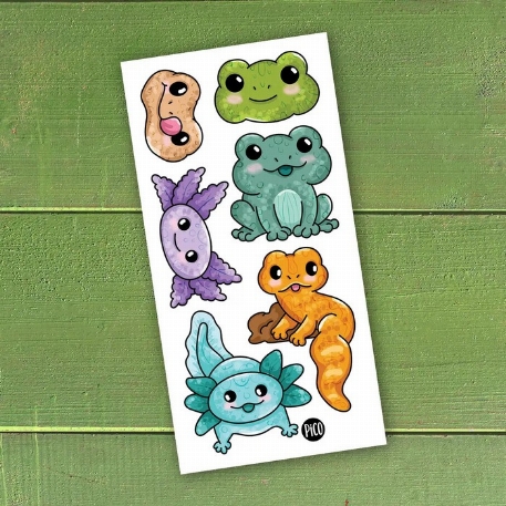 Tatouages temporaires - L'axolotl et la grenouille | PICO