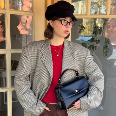 Le FREYA -Sac à main 2-en-1 en cuir vegan - Noir | Lambert